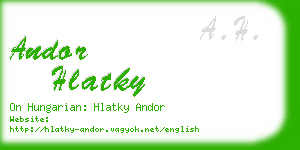 andor hlatky business card